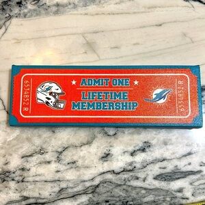 Miami dolphins officially licensed admit one ticket on canvas print hanging art